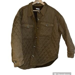 Good American Brown Quilted Fuzzy Coat
